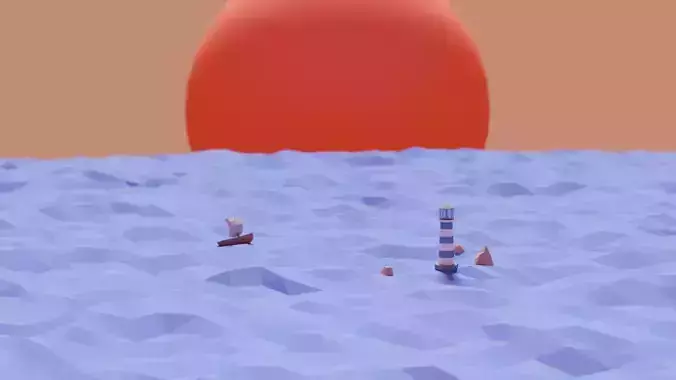 Low Poly Sea Lighthouse scene