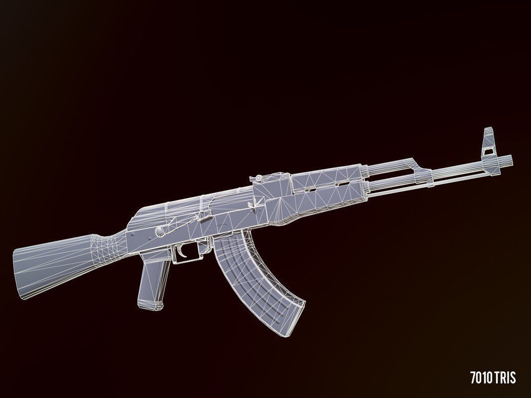 FPS AK47 Low-poly 3D model_4