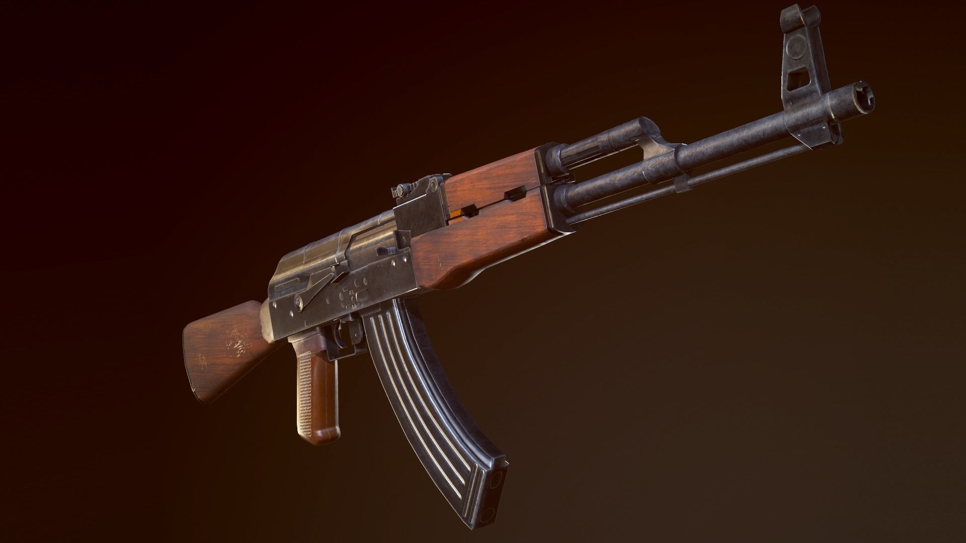 FPS AK47 Low-poly 3D model_2