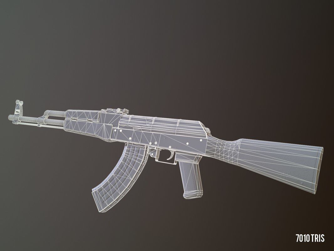 FPS AK47 Low-poly 3D model_5
