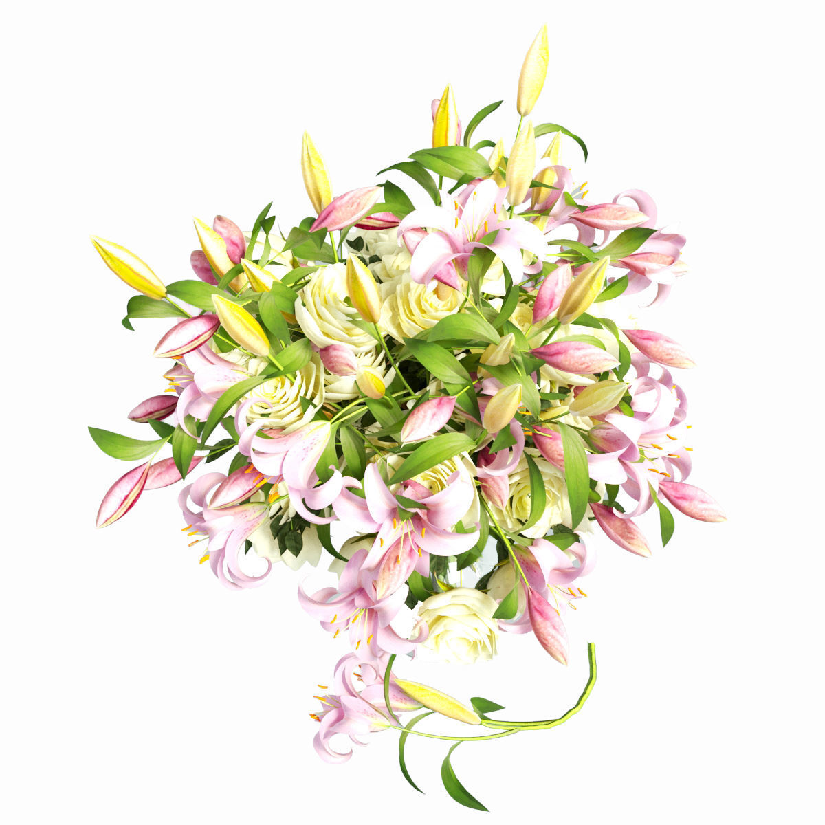 Vase with rose and lily 3D model_3