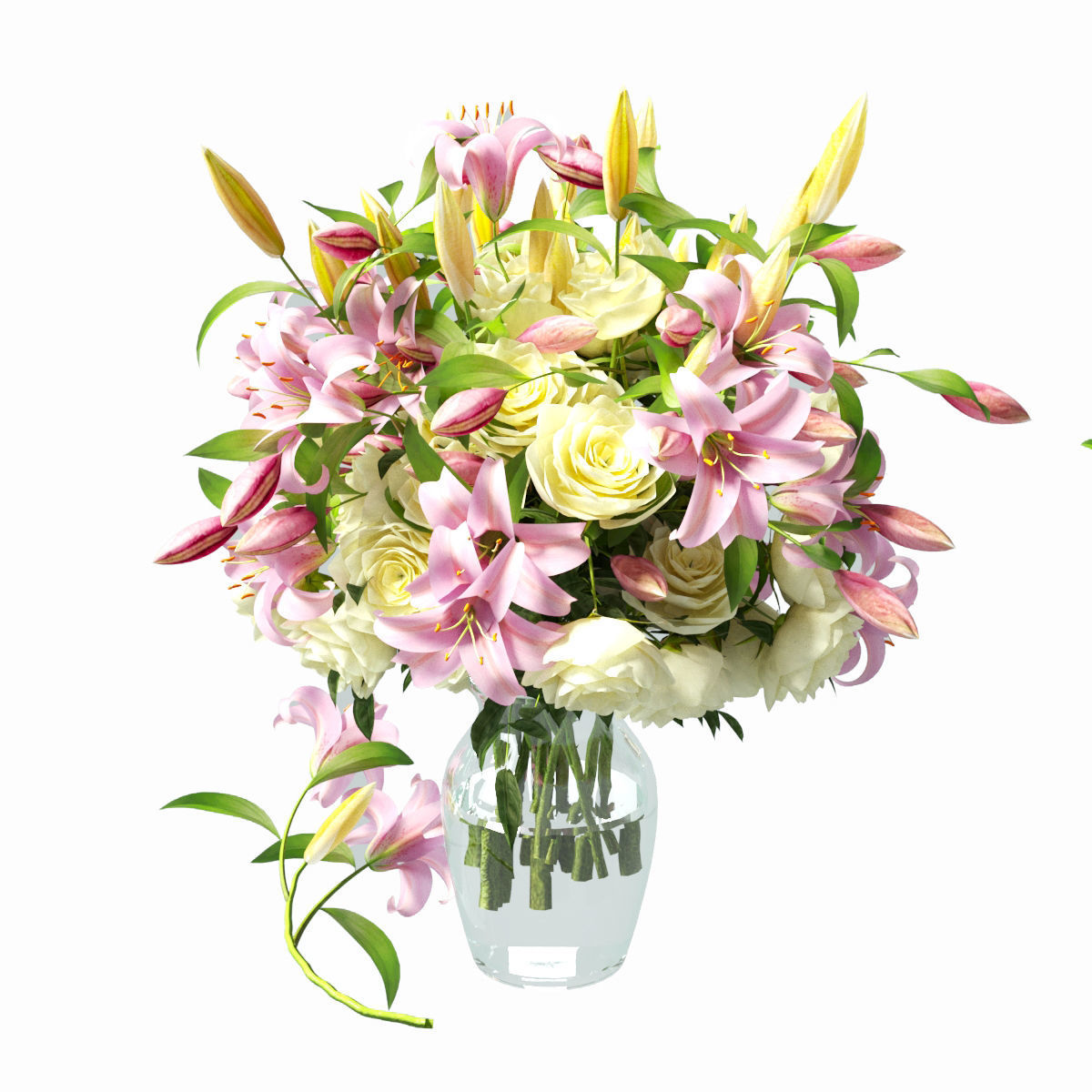 Vase with rose and lily 3D model_5