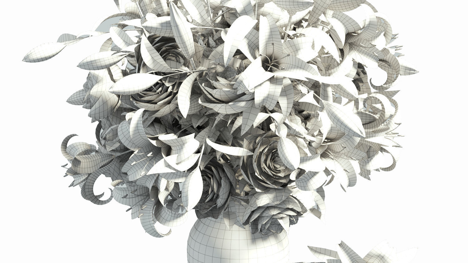 Vase with rose and lily 3D model_14