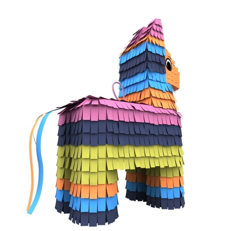 Pinata colorful made of paper 3D model_6