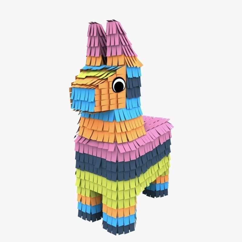 Pinata colorful made of paper 3D model_1