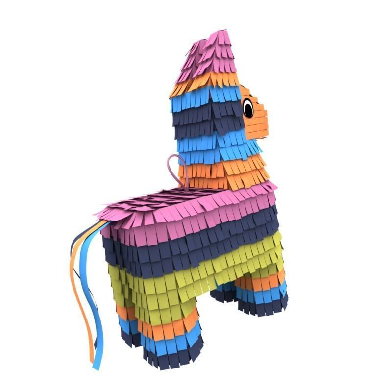 Pinata colorful made of paper 3D model_4