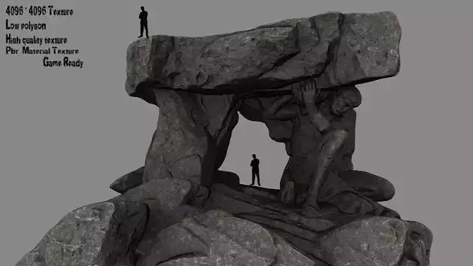 Gateway rock sculpture Low-poly 3D model