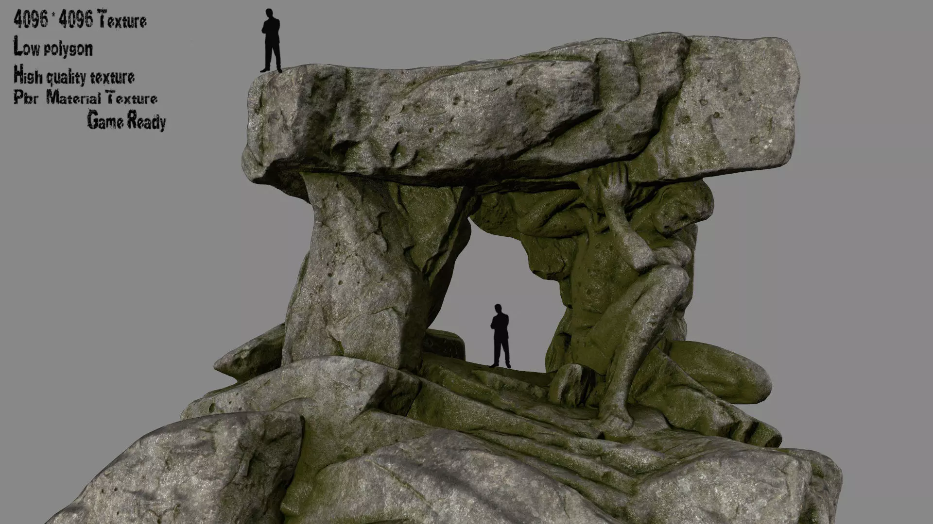 Gateway rock sculpture Low-poly 3D model_0