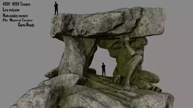 Gateway rock sculpture Low-poly 3D model