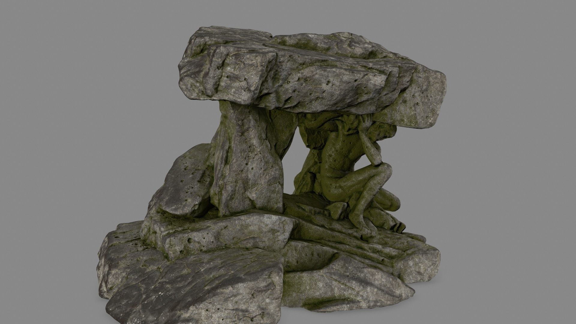 Gateway rock sculpture Low-poly 3D model_4