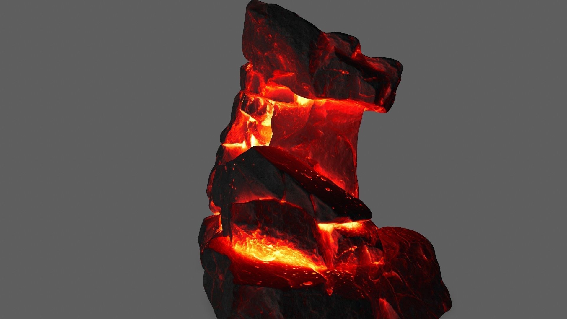 Gateway piece of rock with flames Low-poly 3D model_5