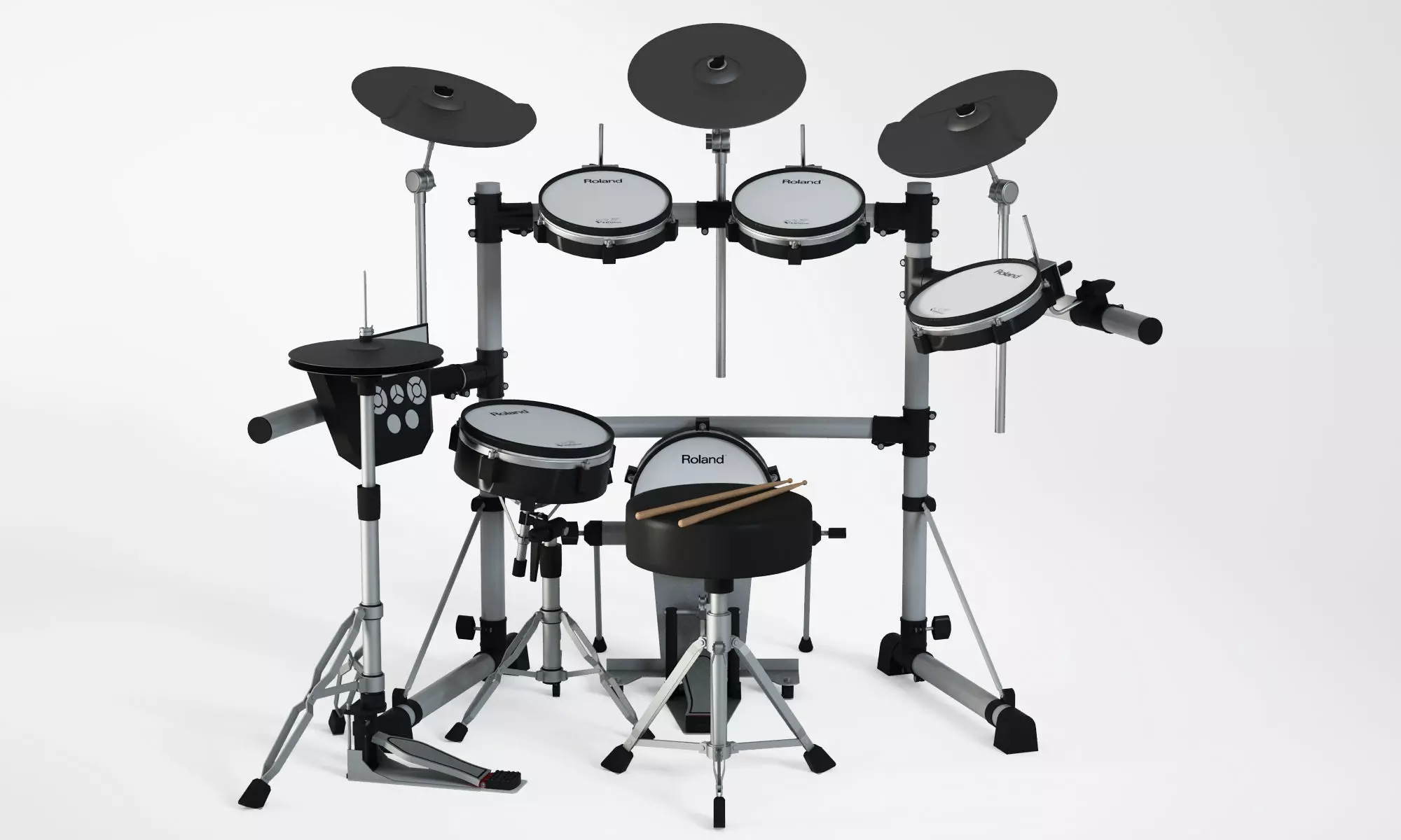 Electronic drum set 3D model_0