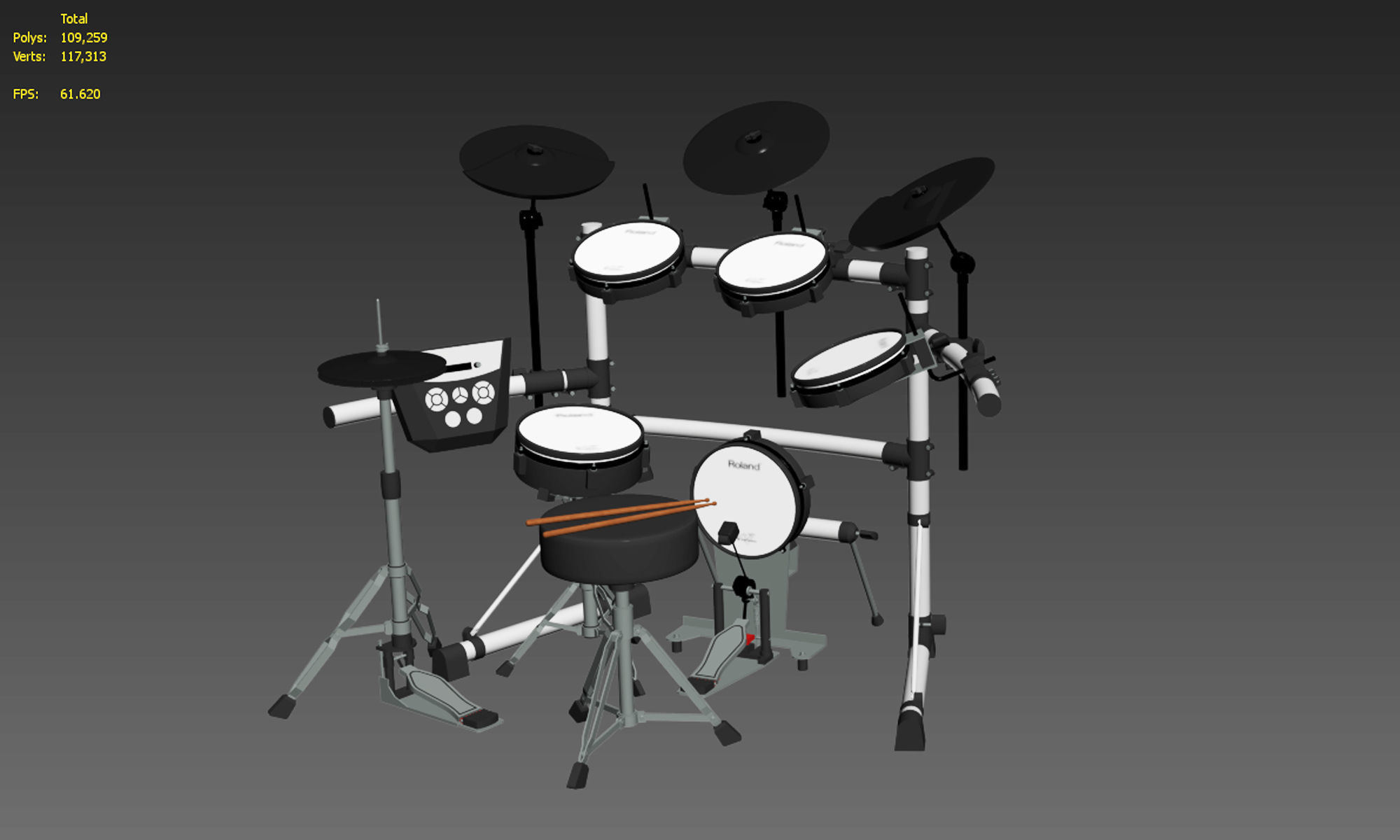 Electronic drum set 3D model_6