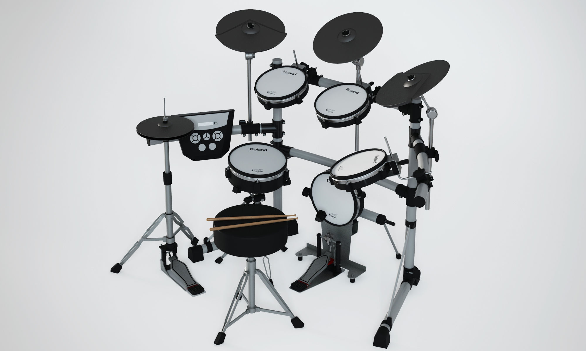 Electronic drum set 3D model_2