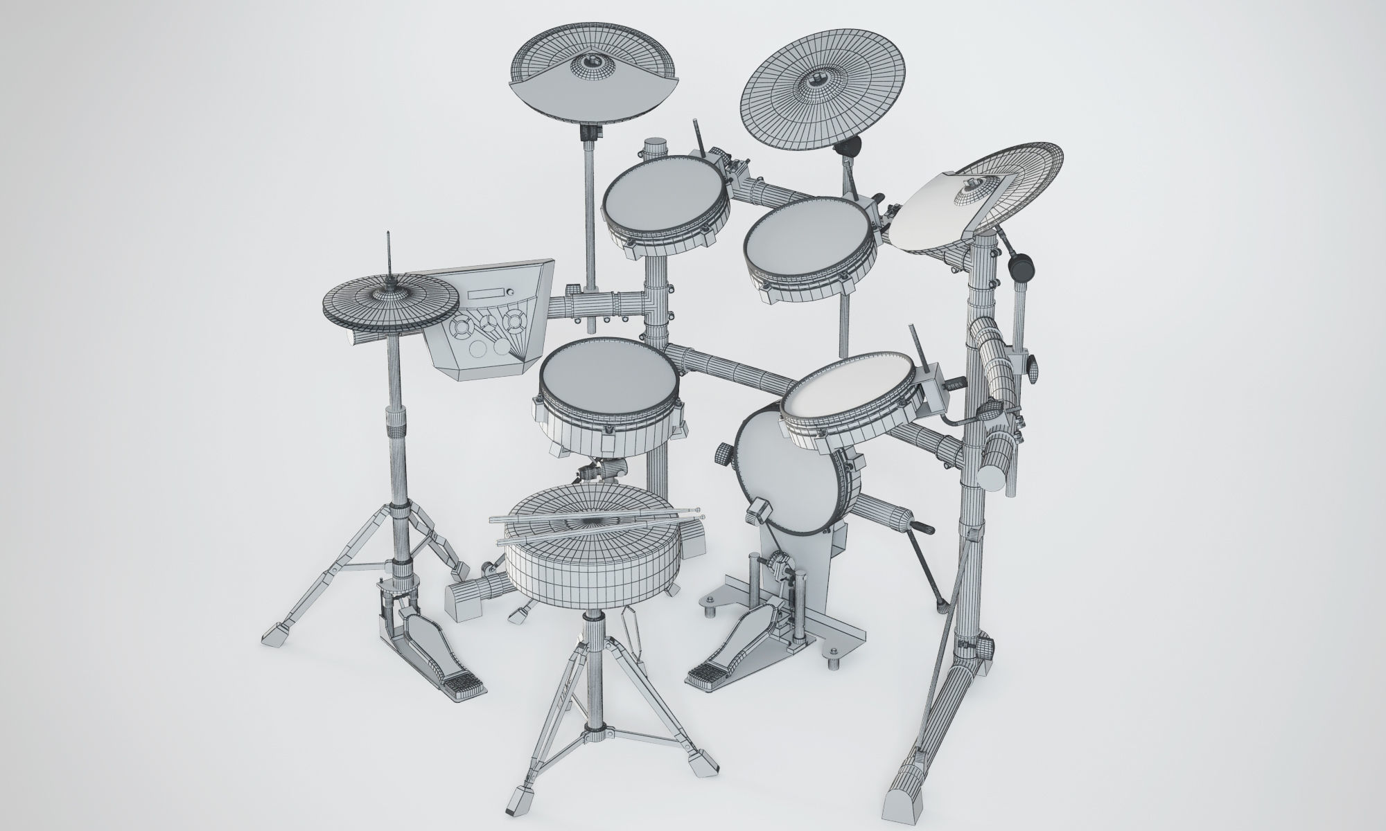 Electronic drum set 3D model_3
