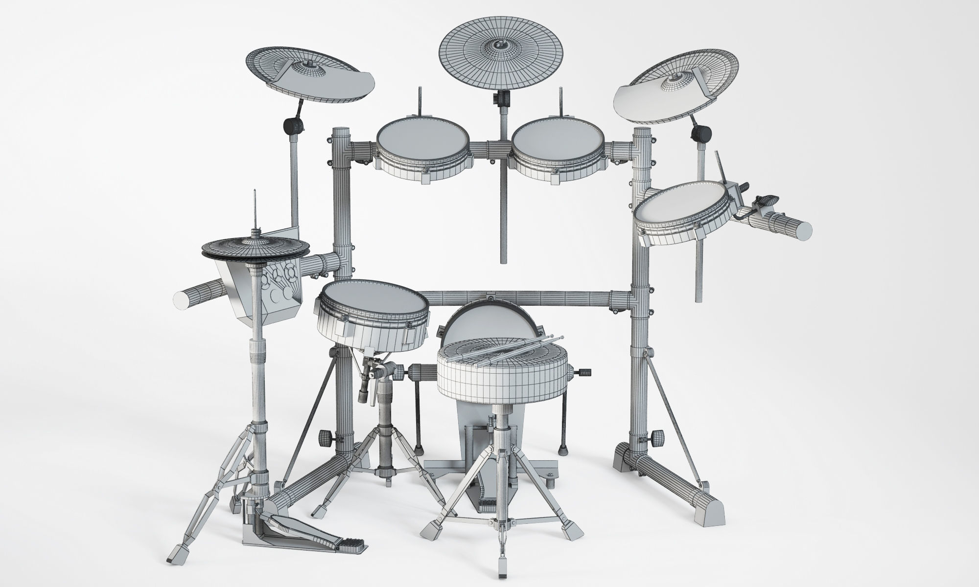 Electronic drum set 3D model_1