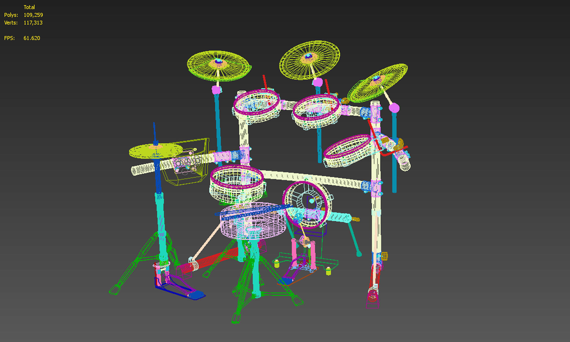 Electronic drum set 3D model_7