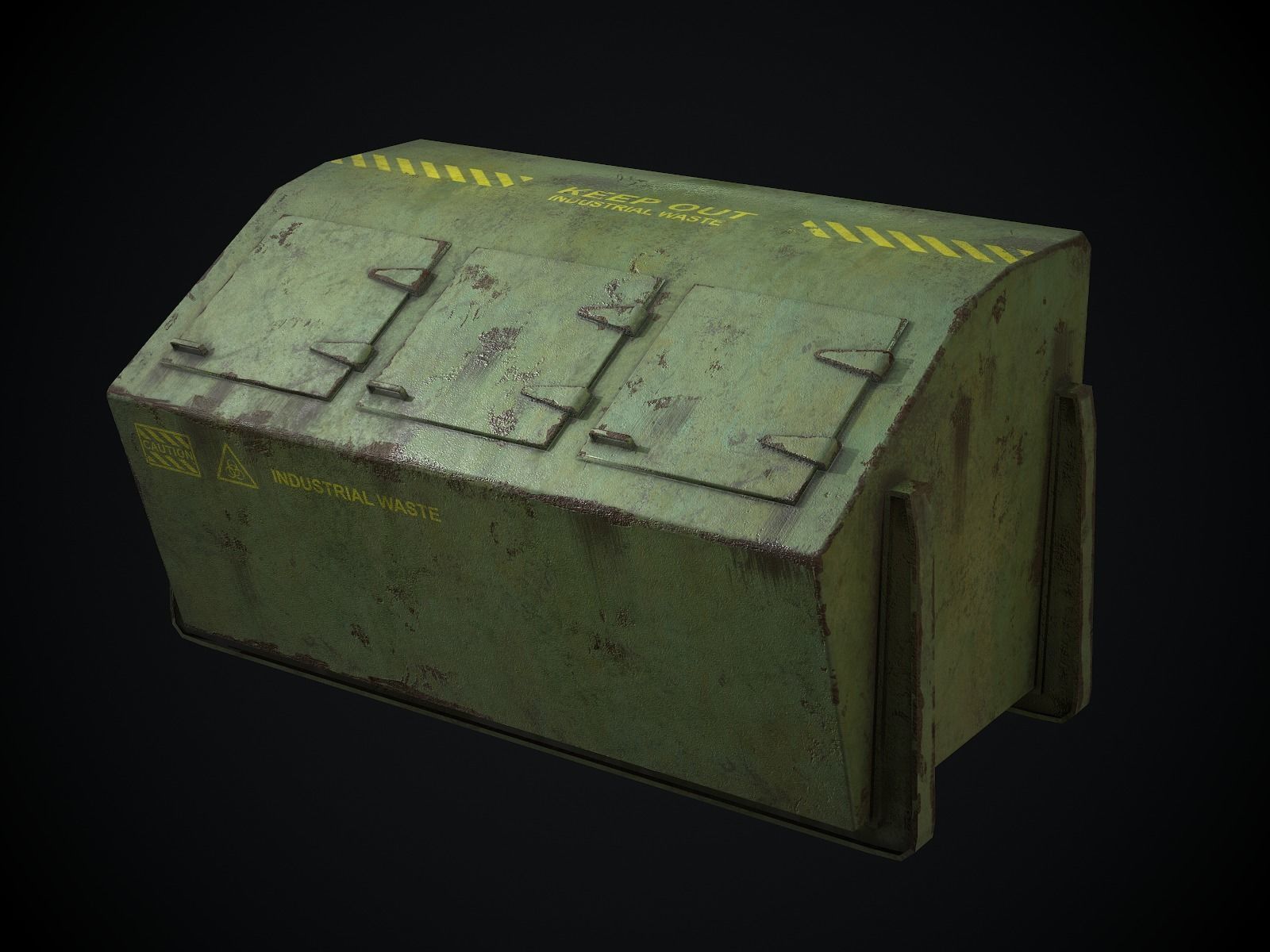Industrial Waste Dumpster for Games Low-poly 3D model_2