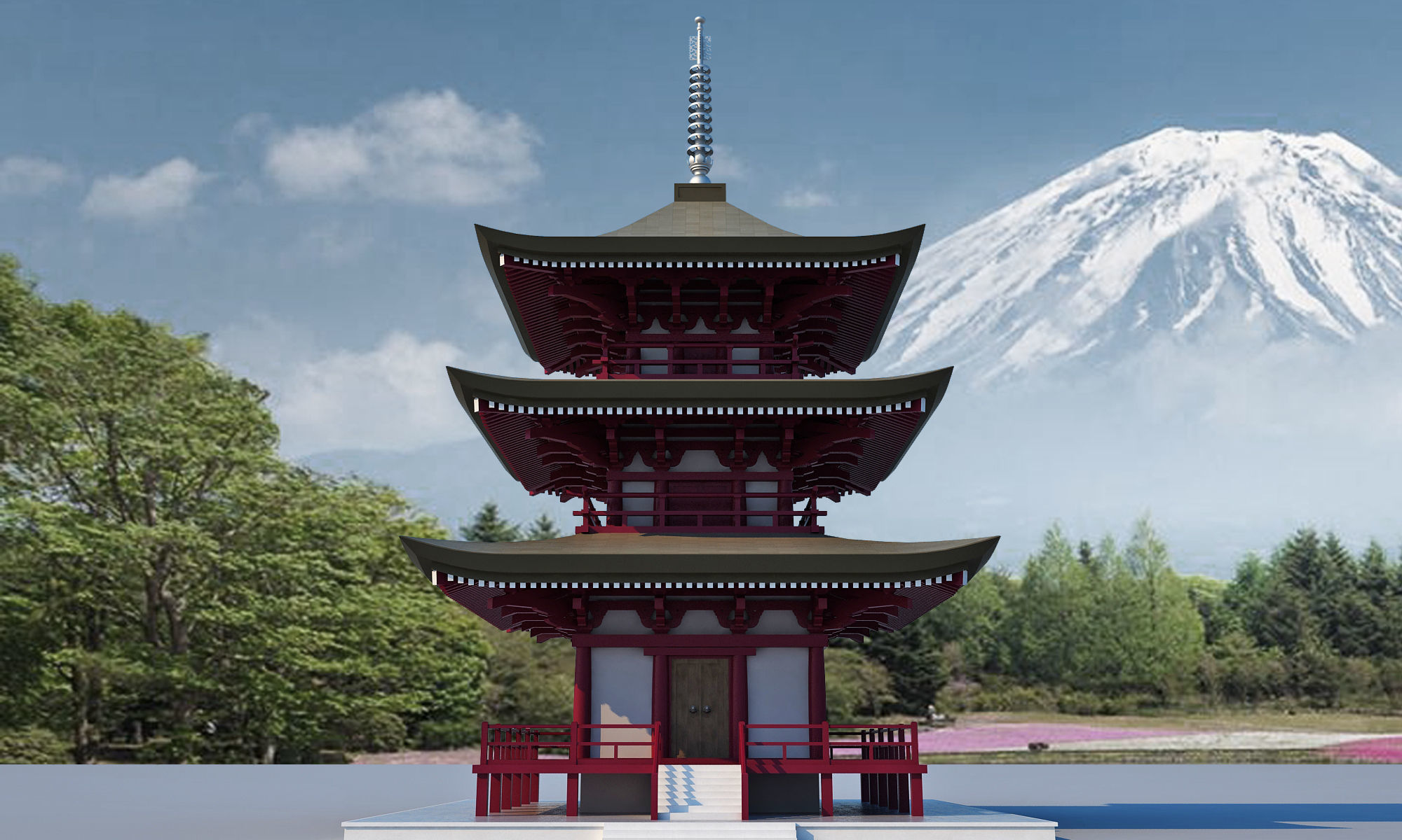 Modern temple 3D model_1