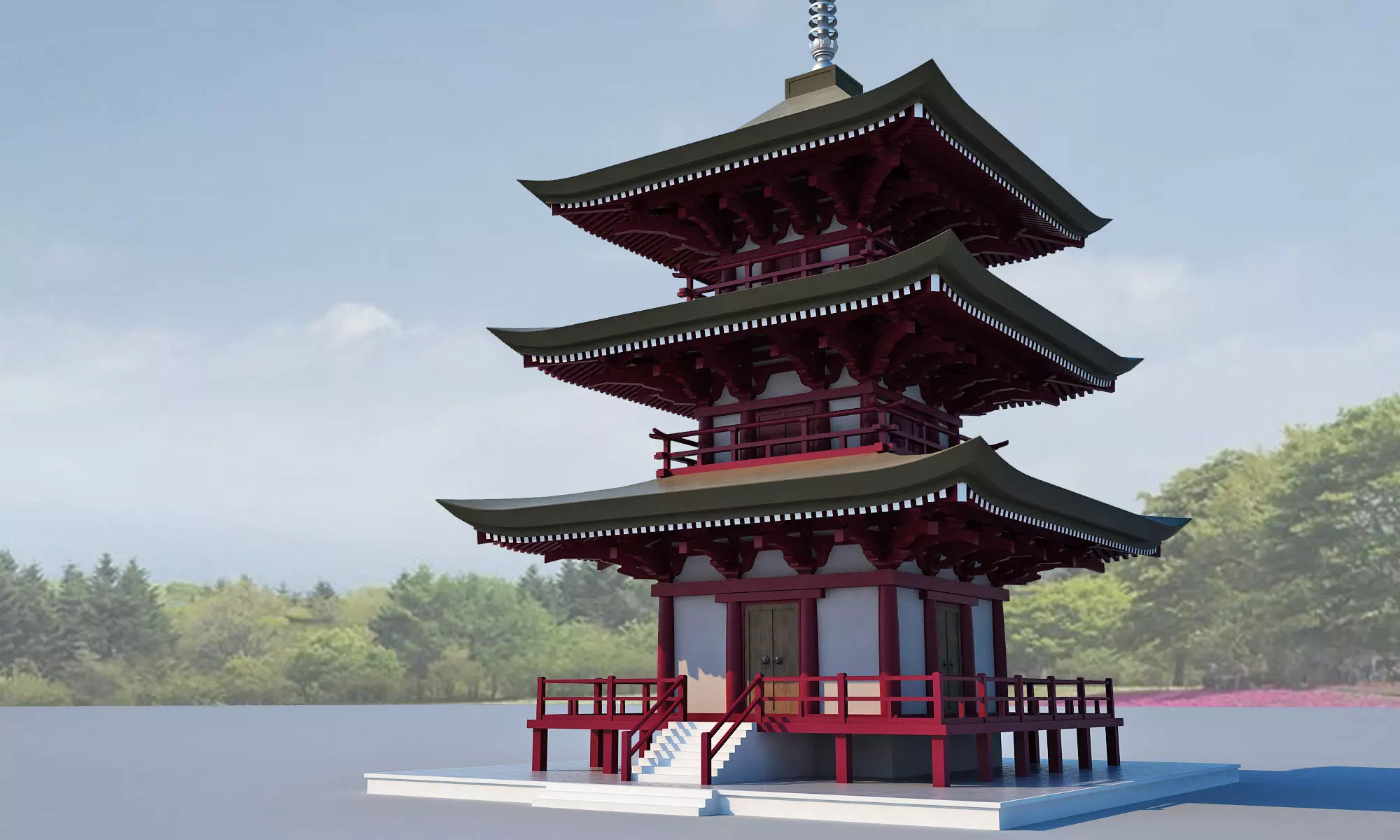 Modern temple 3D model_0