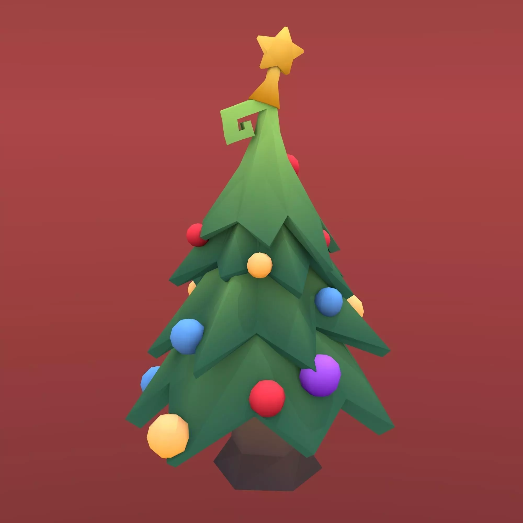 Low Poly Tree - Christmas tree Low-poly 3D model