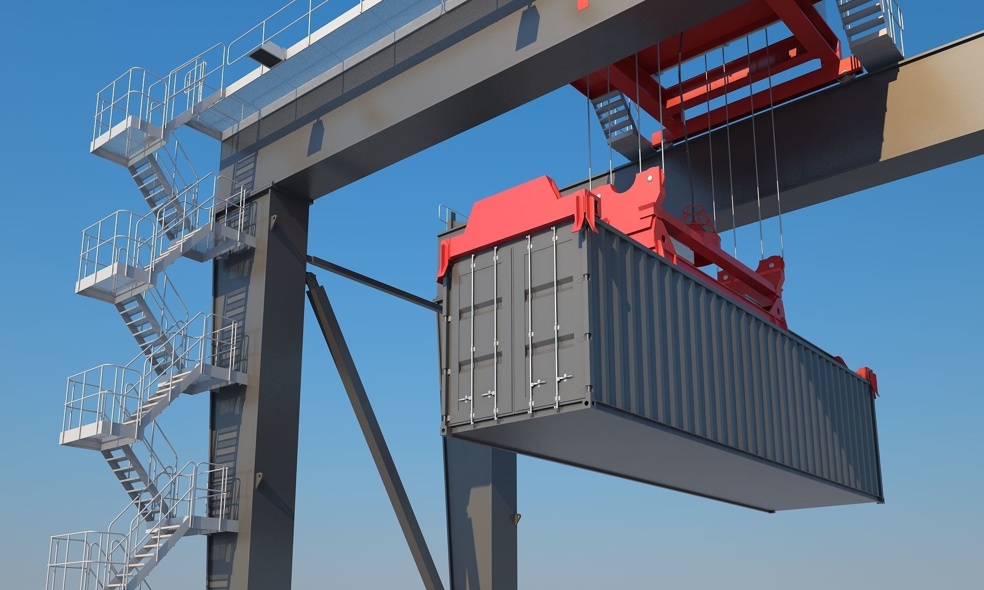 Gantry crane 3D model_10