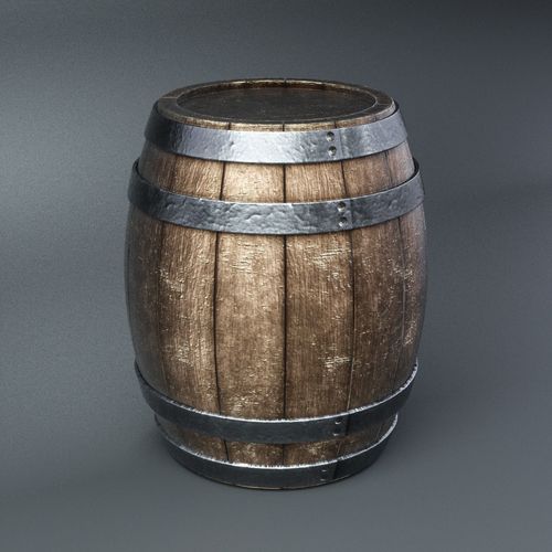 Wooden barrel Low-poly 3D model