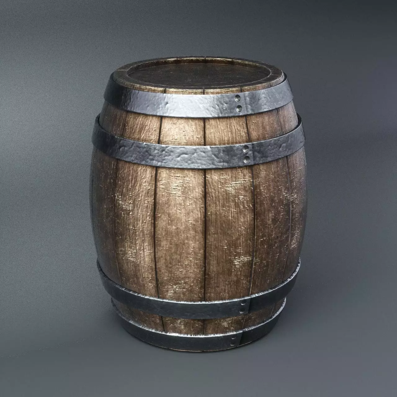 Wooden barrel Low-poly 3D model