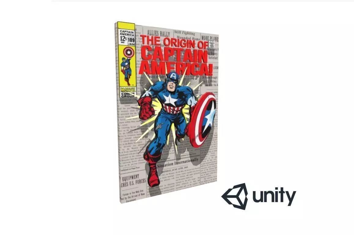 Captain America 3D Comic Low-poly 3D model