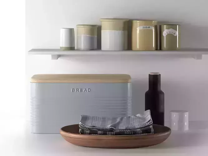 Ceramic Containers Bread Box and Napkins 