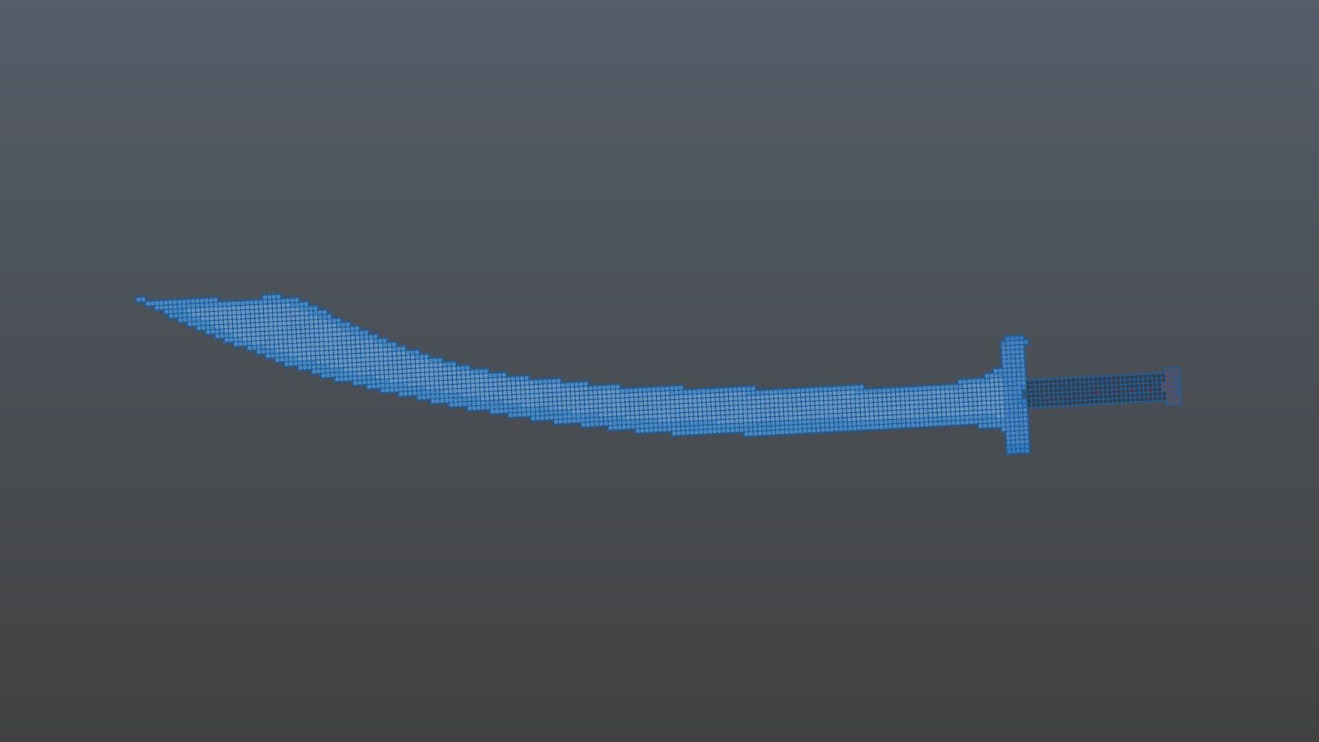 Curved sword voxel 3D model_9