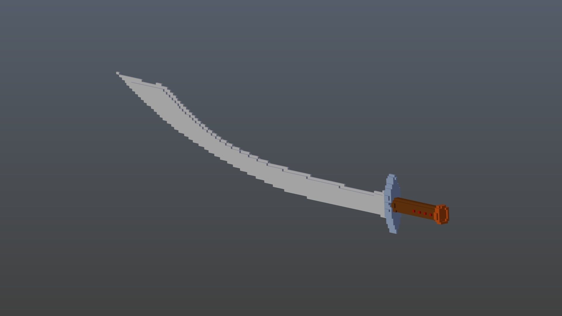 Curved sword voxel 3D model_8
