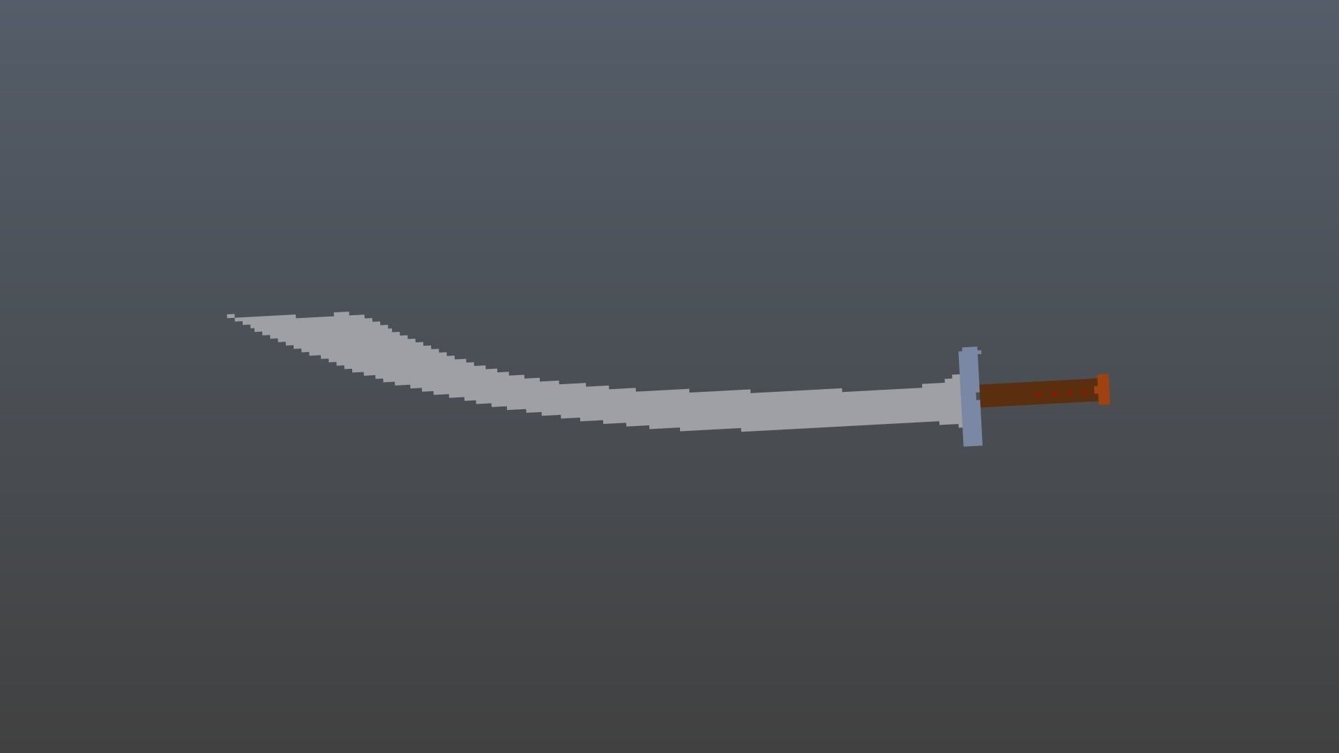 Curved sword voxel 3D model_6
