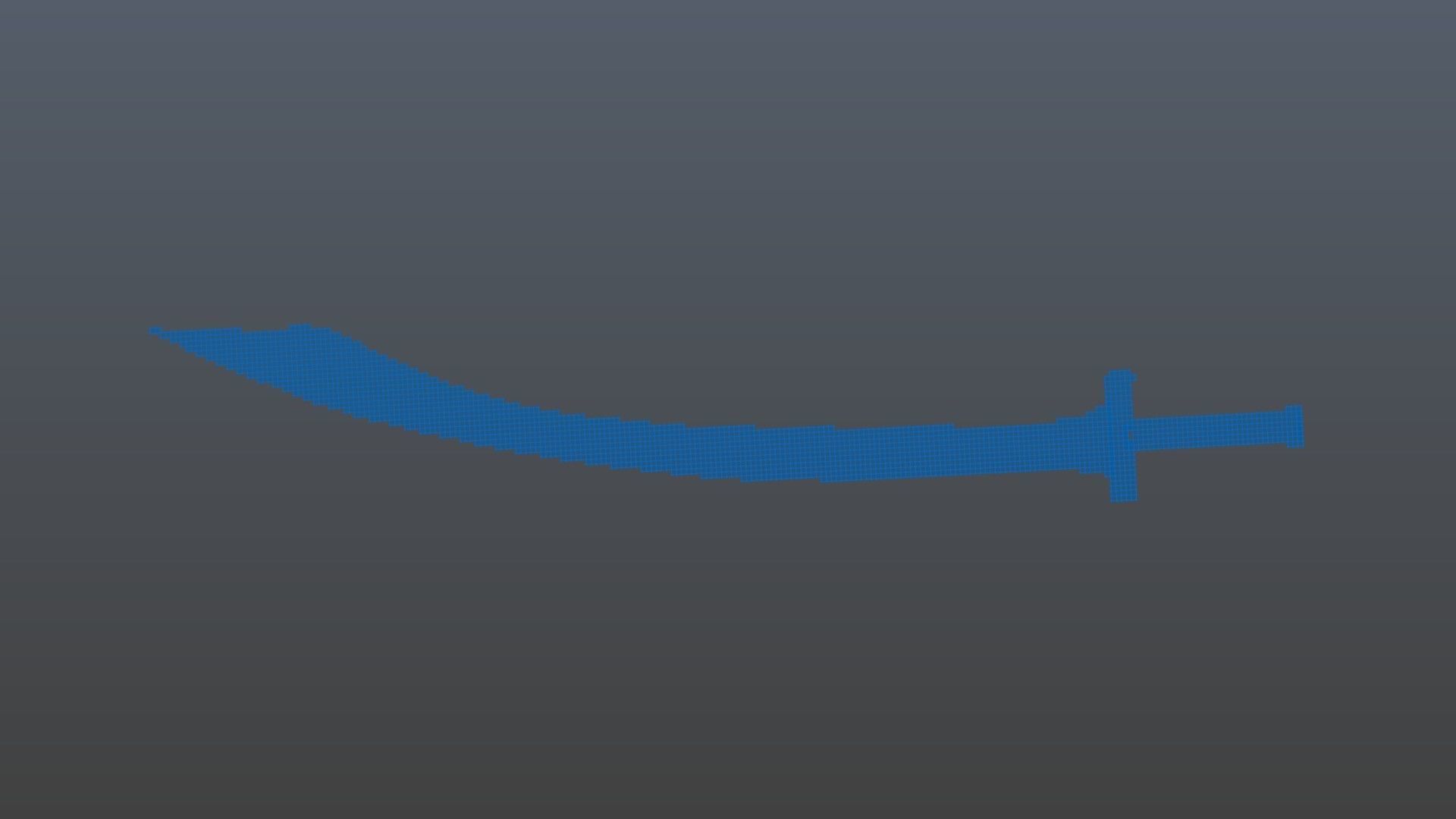 Curved sword voxel 3D model_10