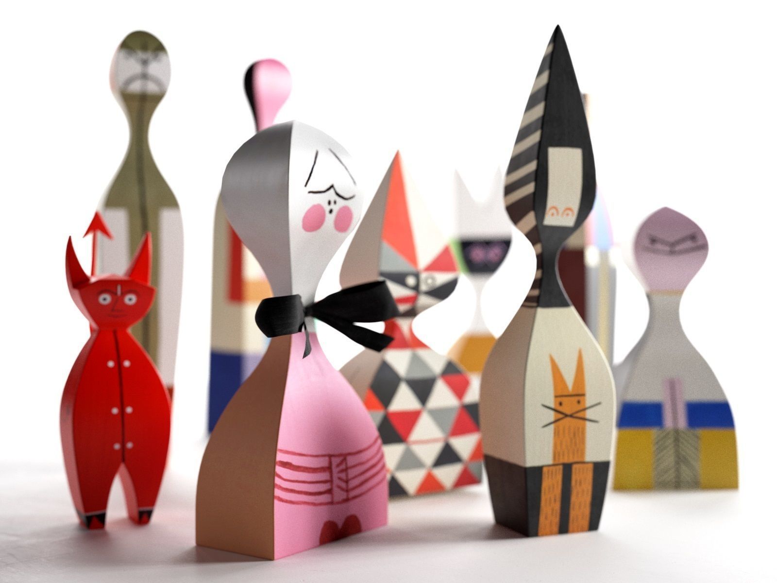 Wooden Dolls 3D model_2