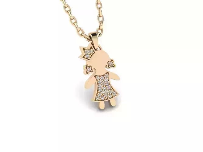 Pendant 1 girl gold with diamonds