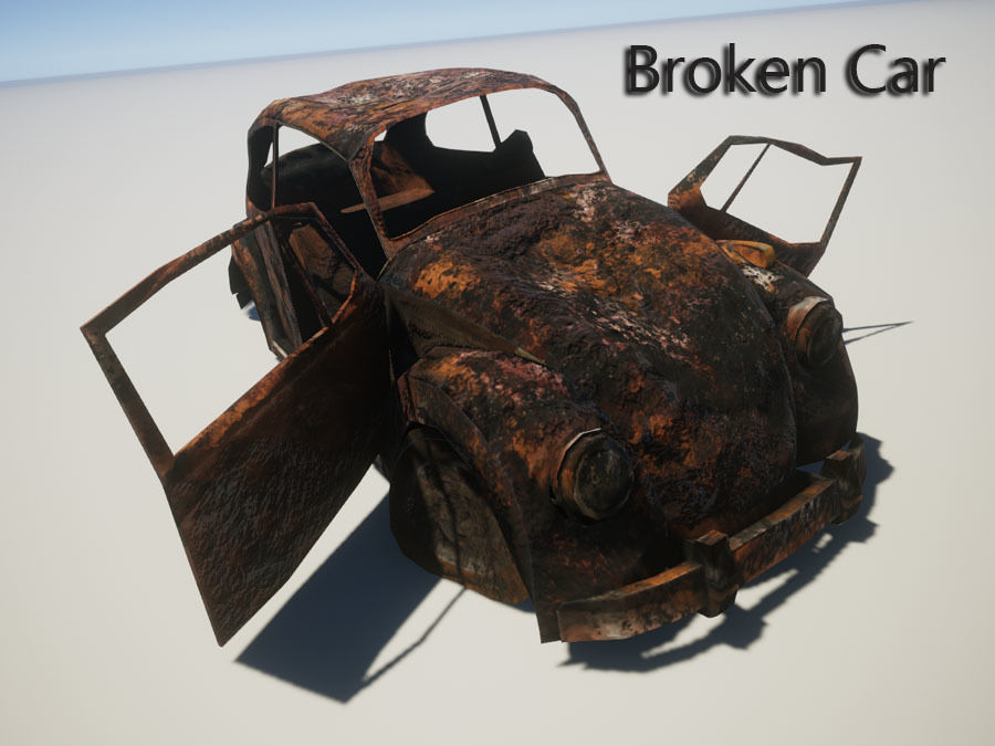 Broken Car Low-poly 3D model_1