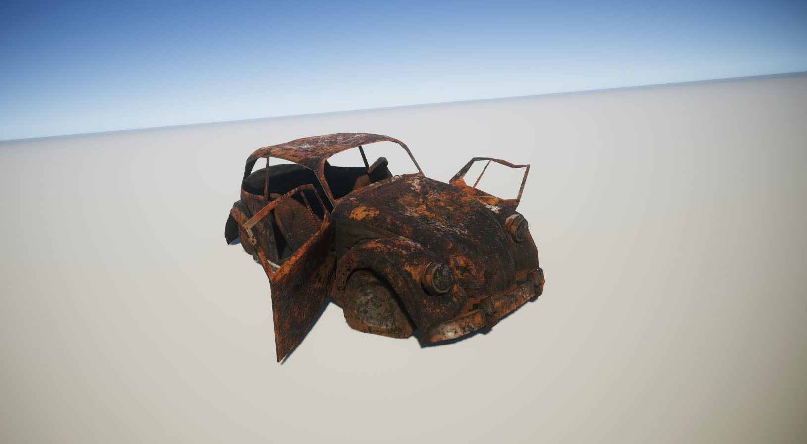 Broken Car Low-poly 3D model_4