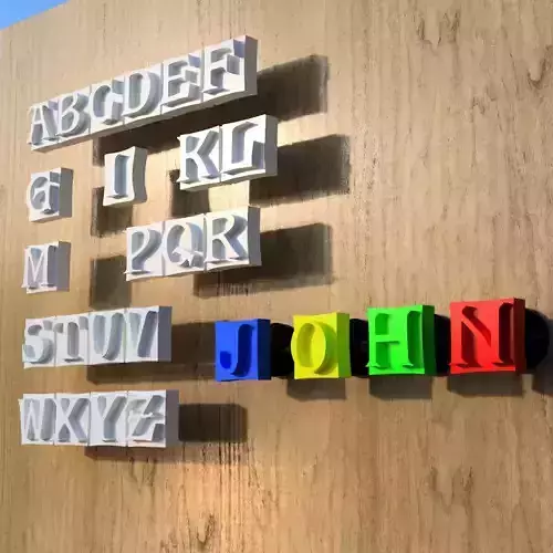 Alphabet patere Hook-peg for writing on wall 3D print model