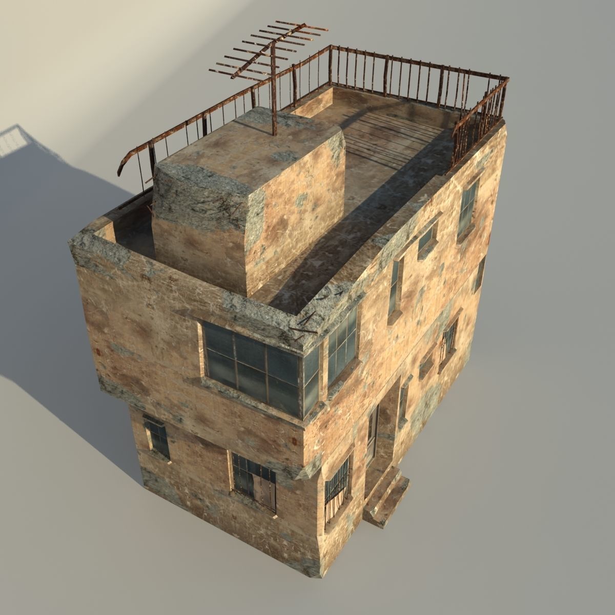 Middle East destroyed house for game num02 3D model_3