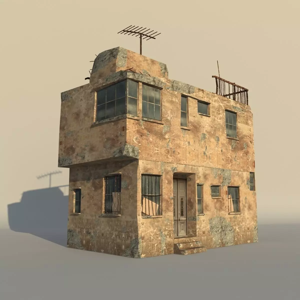 Middle East destroyed house for game num02 3D model_0