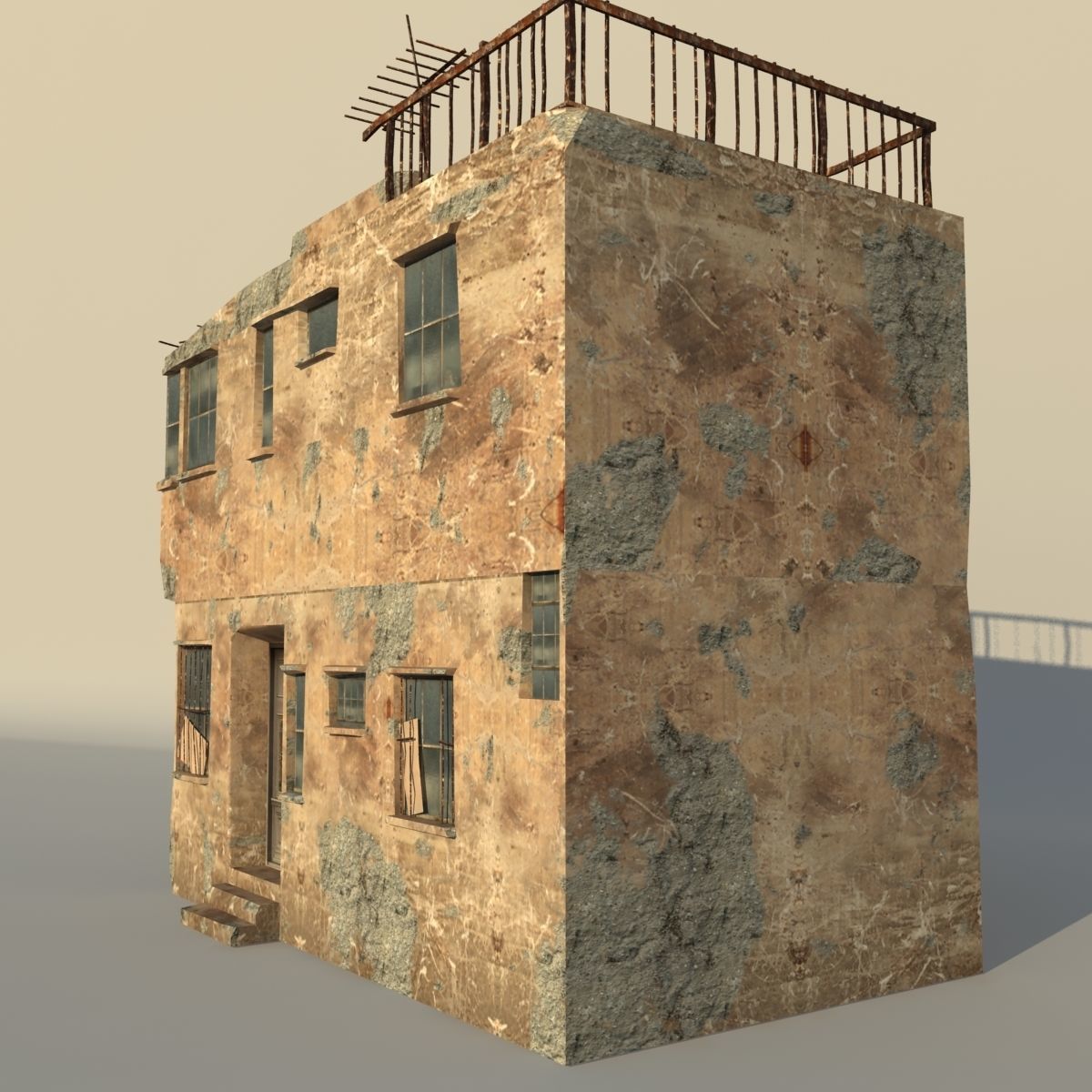 Middle East destroyed house for game num02 3D model_2