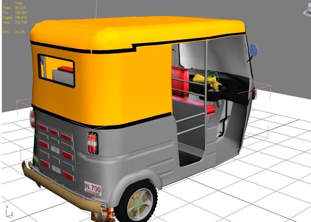 Indian auto Rickshaw Green 3D model_10