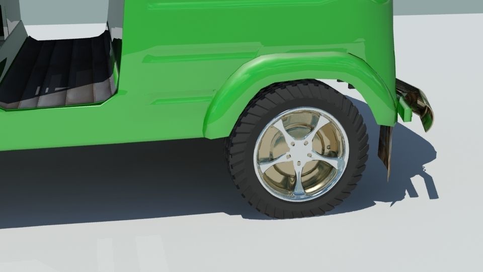 Indian auto Rickshaw Green 3D model_8