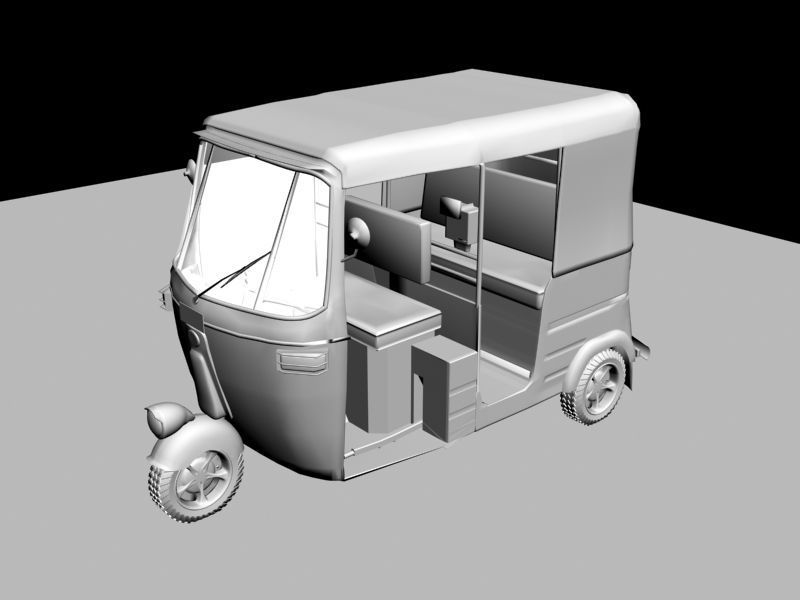 Indian auto Rickshaw Green 3D model_5