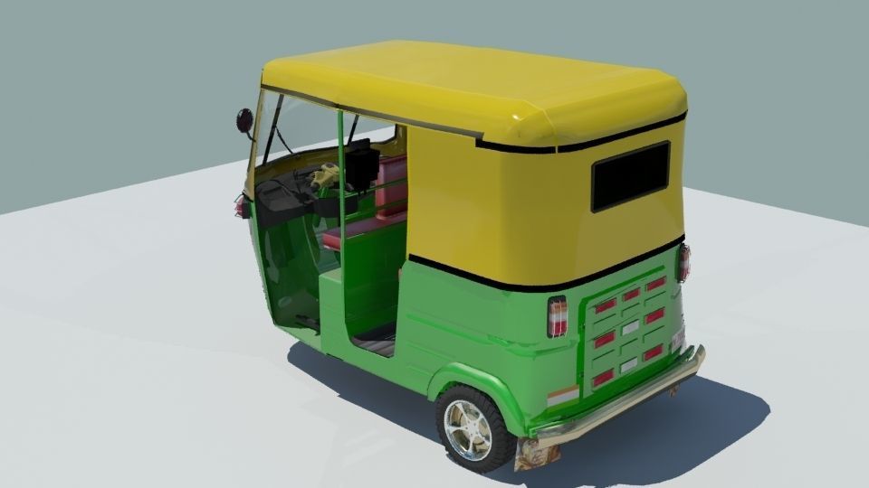 Indian auto Rickshaw Green 3D model_2
