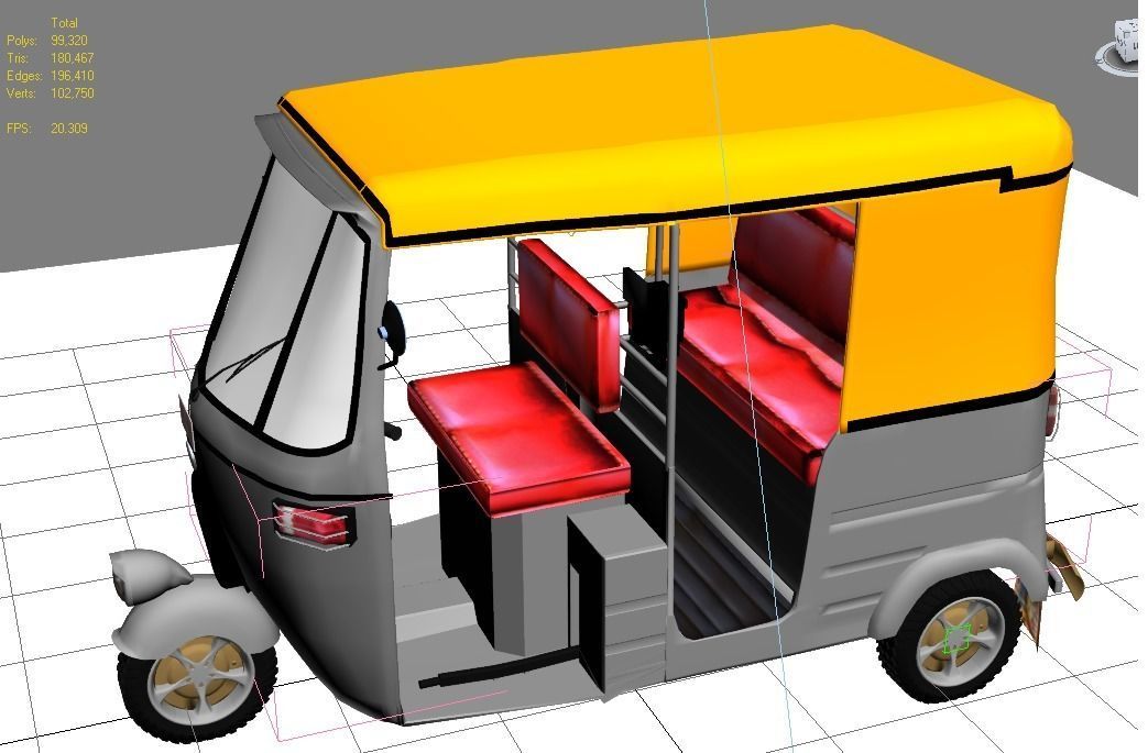 Indian auto Rickshaw Green 3D model_11
