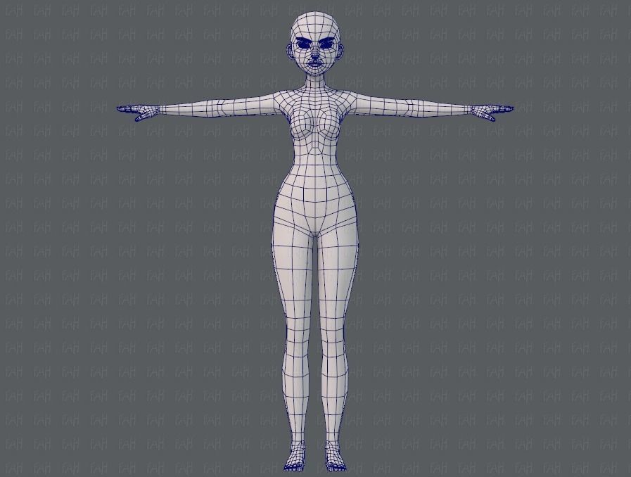 Base mesh woman 11 Low-poly 3D model_9