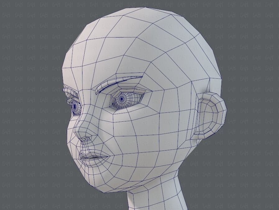 Base mesh woman 11 Low-poly 3D model_38