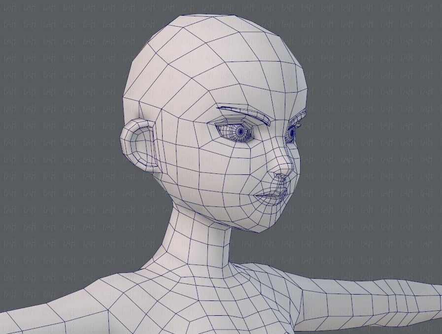 Base mesh woman 11 Low-poly 3D model_27